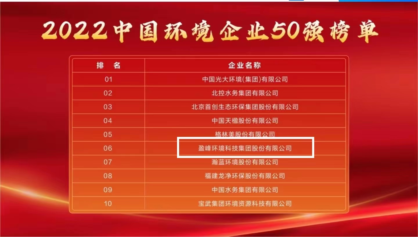 m95536cn金太阳官网下载连续5年荣登“中国环境企业50强”榜单